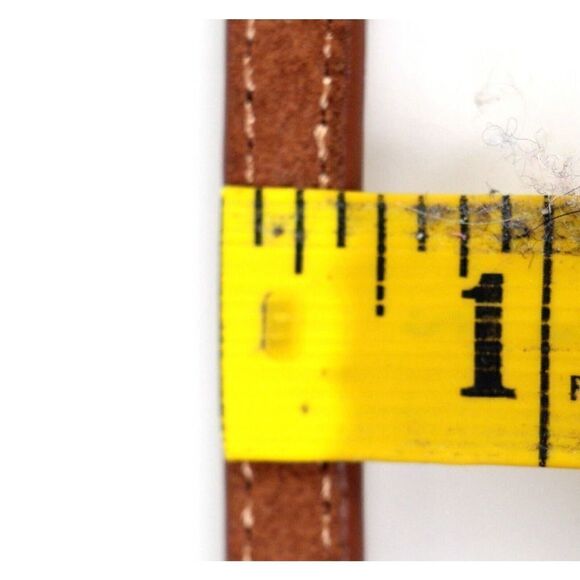 SKINNY BROWN LEATHER SILVER CHAIN 3/8"Wd DRESS WOMEN'S BELT Sz L-XL (B7 - Picture 8 of 10